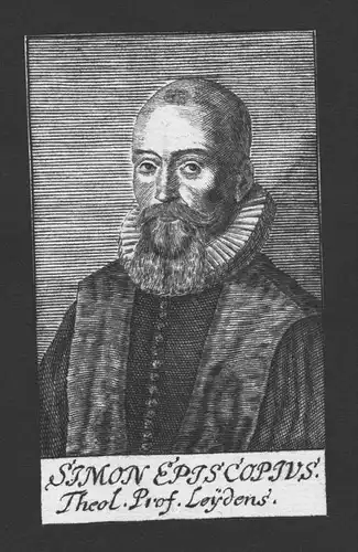 Simon Episcopius Theologe Leiden Antwerpen Amsterdam Kupferstich Portrait