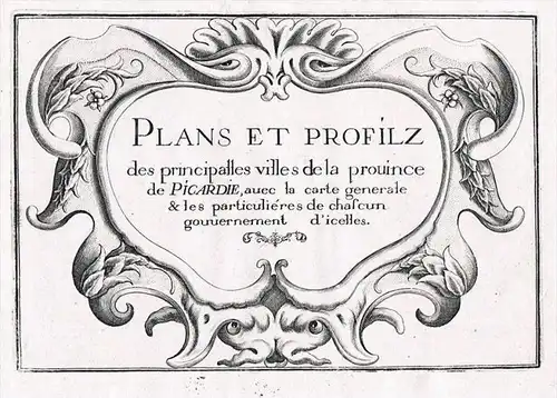Picardie Aisne Oise Somme atlas title page gravure Kupferstich Tassin