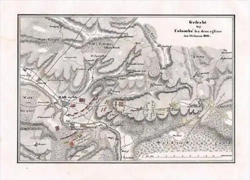 Colombey-les-Deux-Eglises Battle 1814 Lithographie