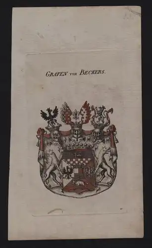 - Grafen von Beckers Wappen coat of arms Genealogie Heraldik Kupferstich