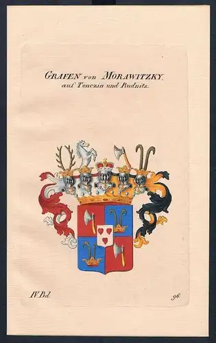 Grafen von Morawitzky auf Tenezin Wappen Kupferstich Genealogie Heraldik