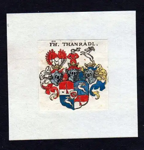 17. Jh Thanradl Wappen Adel coat of arms heraldry Heraldik Kupferstich