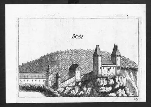 Sooß bei Loosdorf Original Kupferstich Vischer engraving