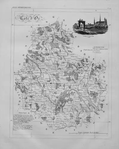 Departement Cotes du Or carte gravure Kupferstich Karte map France