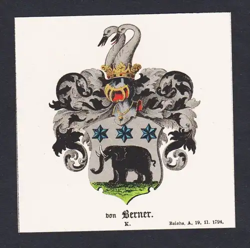 . von Berner Wappen Heraldik coat of arms heraldry Litho