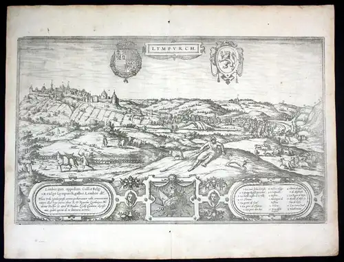 Lympurch - Limbourg Belgium Braun Hogenberg map Plan gravure engraving Kupferstich