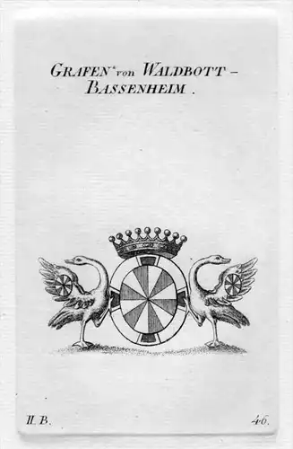 Waldbott Bassenheim Wappen coat of arms heraldry Heraldik Kupferstich