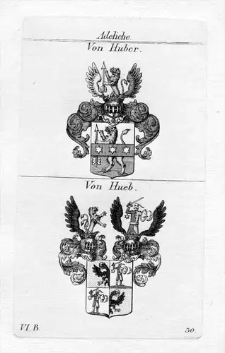 Von Huber / Von Hueb / Bayern - Wappen coat of arms Heraldik heraldry Kupferstich
