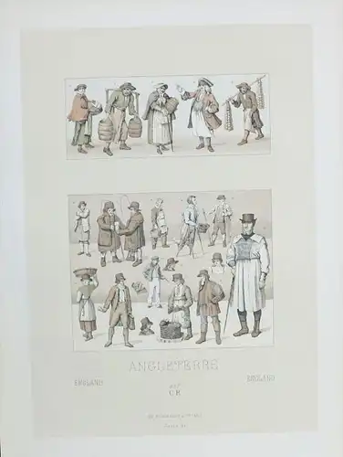 England Angleterre XVIII XIX Jh Trachten costumes Lithographie lithograph