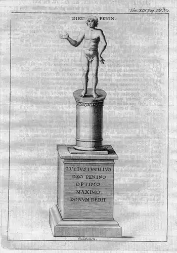 Antike Kelten Poenius Statue engraving Kupferstich