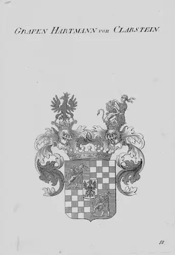 Hartmann Clarstein Wappen Adel coat of arms Heraldik crest Kupferstich