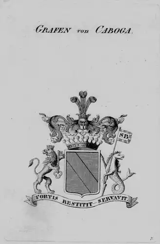 Caboga Wappen Adel coat of arms heraldry Heraldik crest Kupferstich