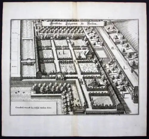 Hessen / Osterwieck / Garten Architektur - Karte Kupferstich Merian