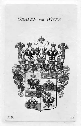 von Wicka Wappen Adel coat of arms heraldry Heraldik Kupferstich