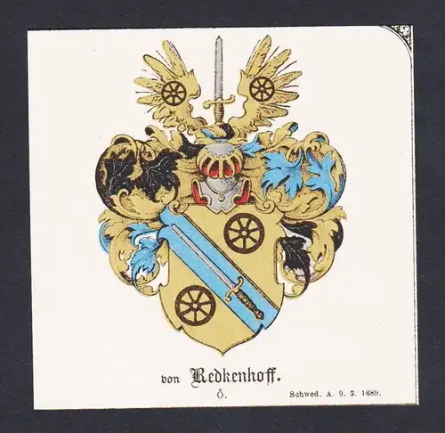 . von Redkenhoff Wappen Heraldik coat of arms heraldry Chromo Lithographie