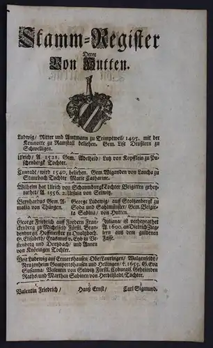 Hutten Harrass Harras Ahnentafel Stammbaum Genealogie Wappen family tree