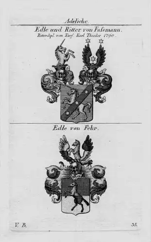 Von Fassmann Fehr Wappen Adel coat of arms heraldry crest Kupferstich