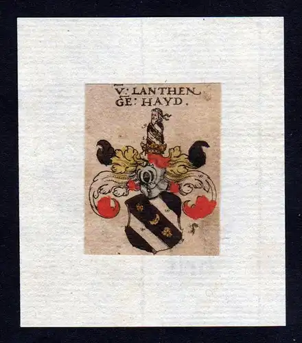 17. Jh Lanthen Hayd Wappen coat of arms heraldry Heraldik Kupferstich