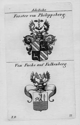 Forster Fuchs Wappen Adel coat of arms heraldry Heraldik crest Kupferstich
