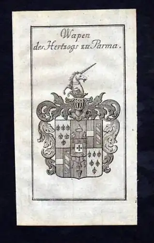 Herzog v. Parma Italien Italia Kupferstich Wappen