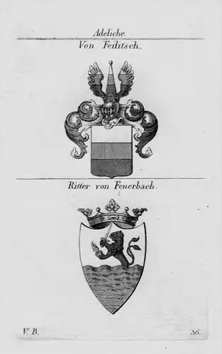 Von Feilitsch Feuerbach Wappen Adel coat of arms heraldry Kupferstich