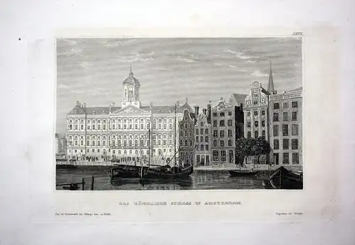 Amsterdam König Schloss Gracht Niederlande Holland engraving