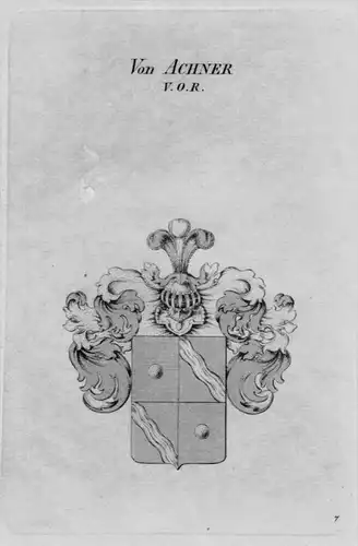 Von Achner Wappen Adel coat of arms heraldry Heraldik crest Kupferstich