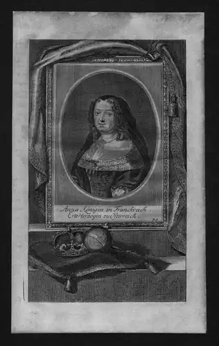 Anna von Österreich Königin von Frankreich engraving Kupferstich Portrait