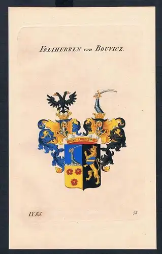 Freiherren von Bouvicz Wappen Kupferstich Genealogie Heraldik coat of arms