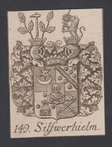Silfwerhielm Wappen vapen coat of arms Genealogie Heraldik Kupferstich