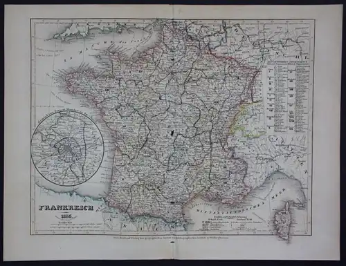 Frankreich France Paris Corse Korsika gravure  Karte map carte