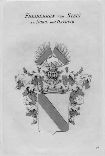 Stein Wappen Adel coat of arms heraldry Heraldik crest Kupferstich