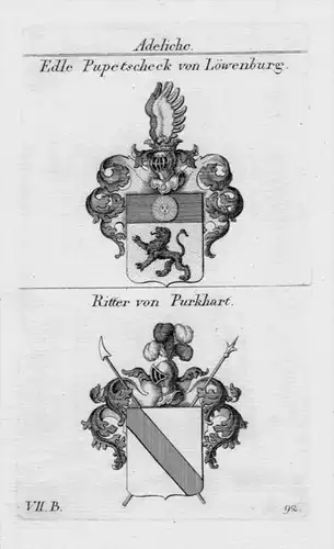 Pupetscheck Purkhart Wappen Adel coat of arms heraldry Heraldik Kupferstich