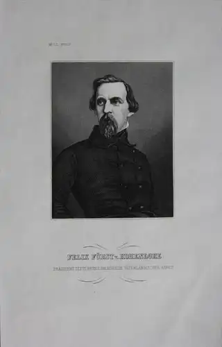 Felix Fürst von Hohenlohe engraving Original  Portrait