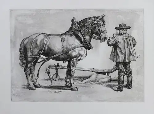 Hans Volkert Original Radierung Pferd horse etching signed Reitsport Pferde