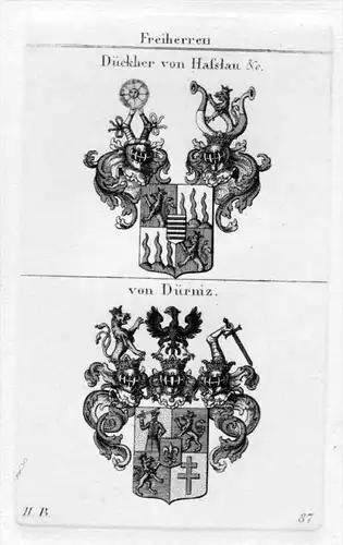 Dückher Hasslau Dürniz Wappen coat of arms heraldry Heraldik Kupferstich