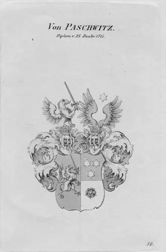 Paschwitz Wappen Adel coat of arms heraldry Heraldik crest Kupferstich