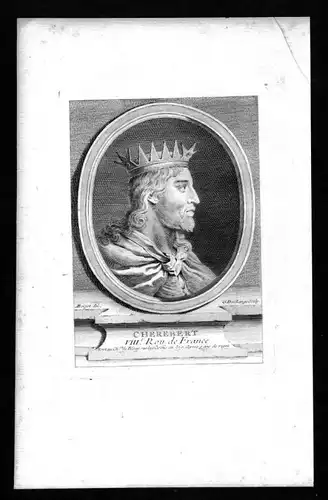 Charibert I König king Franken Merowinger engraving Kupferstich Portrait