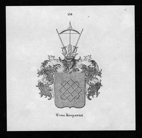 von Knopaeus Wappen Adel coat of arms heraldry Heraldik Lithographie
