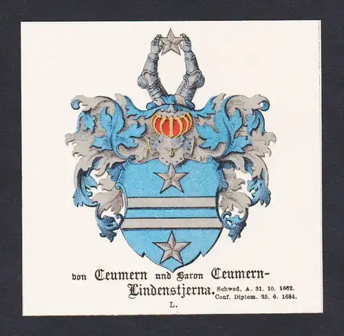 . von Ceumern Lindenstjerna Wappen Heraldik coat of arms heraldry Litho