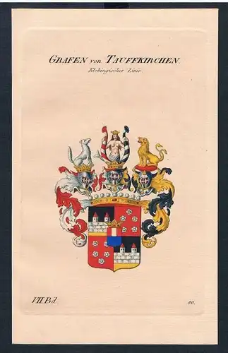 Grafen von Tauffenkirchen Wappen Kupferstich Genealogie Heraldik crest