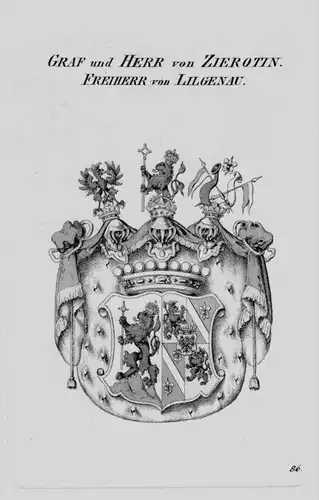 Zierotin Wappen Adel coat of arms heraldry Heraldik crest Kupferstich