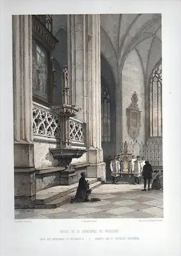 - Freiburg im Breisgau Kathedrale Stroobant Original Lithographie Litho