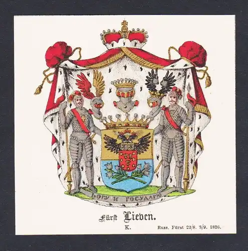 . von Lieben Wappen Heraldik coat of arms heraldry Lithographie