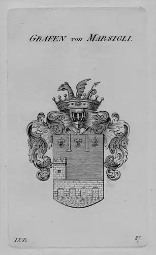 Marsigli Wappen Adel coat of arms heraldry Heraldik crest Kupferstich