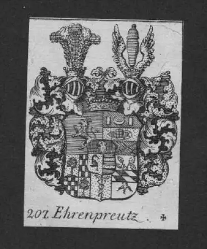 Ehrenpreutz Wappen vapen coat of arms Genealogie Heraldik Kupferstich