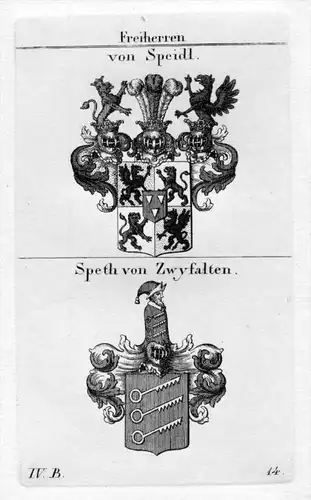 von Speidl - Speth von Zwyfalten - Wappen coat of arms Heraldik heraldry Kupferstich