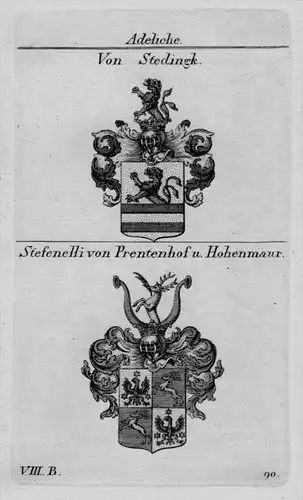 Stedingk Stefenelli Prentenhof Wappen coat of arms heraldry Kupferstich