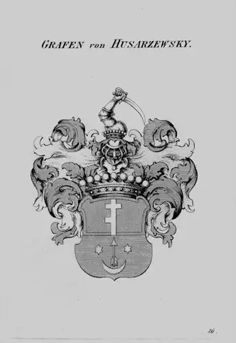 Husarzewsky Wappen Adel coat of arms heraldry Heraldik crest Kupferstich