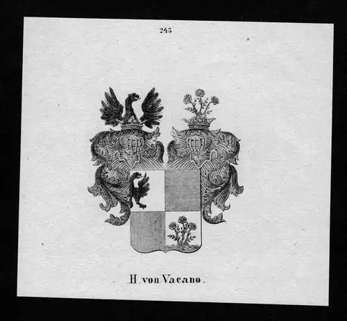 Vacano Wappen Adel coat of arms heraldry Heraldik Lithographie